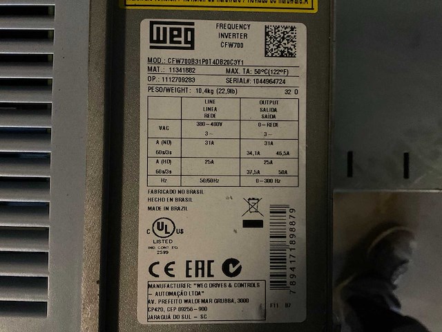Weg cfw700b31p0t4db20c3y1 frequentieregelaar - afbeelding 2 van  2