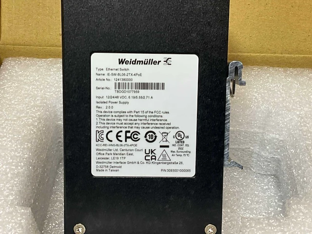 Weidmuller 1241380000 ie-sw-bl06-2tx-4poe network switch unmanaged poe fast ethernet number of ports: 2 * rj4 - afbeelding 4 van  5