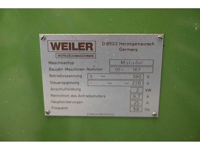 Weiler matador draaibank met ditron d60-2v digitale aflezing - afbeelding 2 van  12