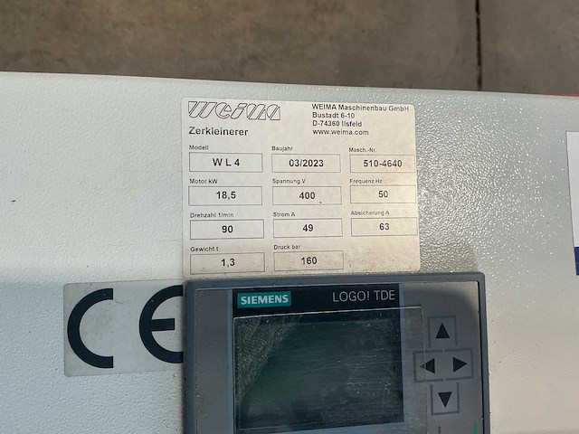Weima wl4 shredder 03/2023 – 237 draaiuren – onderdeel van complete lijn (zie combikavel 5) - afbeelding 17 van  17