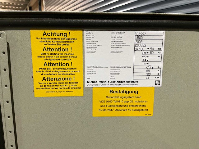 Weinig - 2006 - unimat 500 - vierzijdige profileer- en schaafmachine - afbeelding 6 van  14