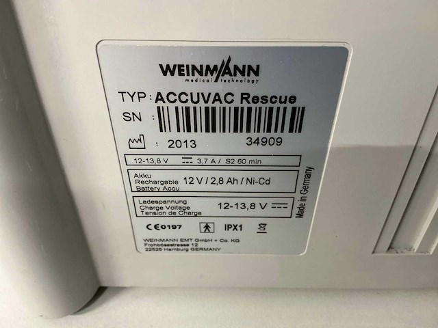 Weinmann - accuvac rescue - vacuümpomp - afbeelding 3 van  5