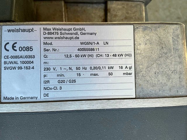 Weishaupt wg5n/1-a ln gasbrander - afbeelding 4 van  4