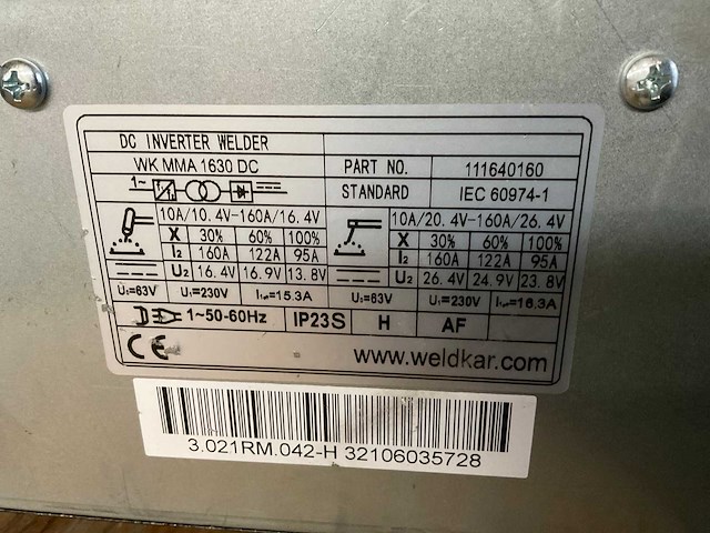 Weldkar wk mma 1630 elektrode lasapparaat - afbeelding 3 van  3