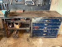 Werkbank 190x66x88cm v.v. heuer bankschroef 140mm en gereedschap - afbeelding 1 van  6