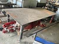 Werkbank staal, stalen frame met zwenkwielen en werkbank (3x) - afbeelding 1 van  8