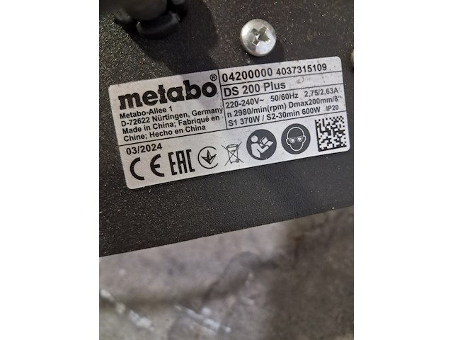 Werkbankslijpmachine, metabo, ds 200 plus - afbeelding 6 van  7