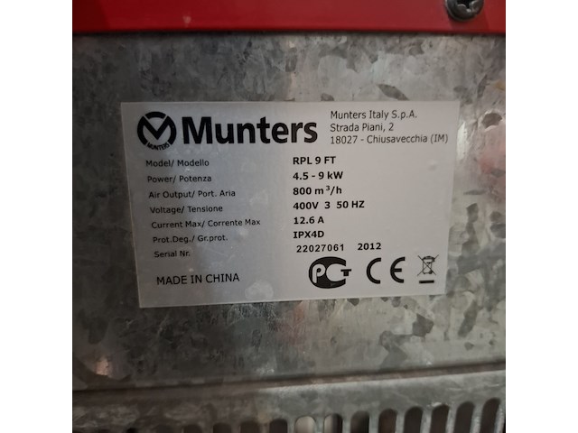 Werkplaatskachel munters, rpl9ft, bouwjaar 2012 - afbeelding 4 van  4