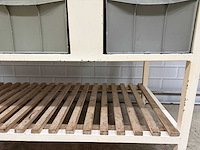 Werktafel met rvs blad en 4 lades en houtenrooster onderschap - afbeelding 5 van  7