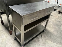 Werktafel rvs - mobiel - horeca werkbank met laden - afbeelding 1 van  6