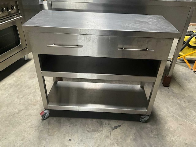Werktafel rvs - mobiel - horeca werkbank met laden - afbeelding 2 van  6