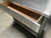 Werktafel rvs - mobiel - horeca werkbank met laden - afbeelding 4 van  6