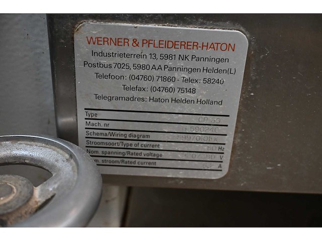 Werner & pfleiderer cr 59 conische opbolmachine - afbeelding 5 van  9