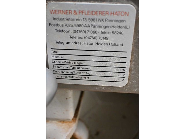 Werner & pfleiderer cr 59 conische opbolmachine - afbeelding 6 van  9