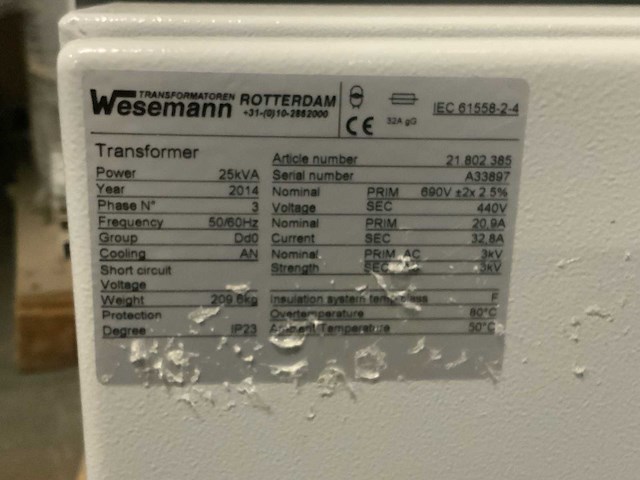 Wesemann 3-fasen transformator - afbeelding 4 van  4