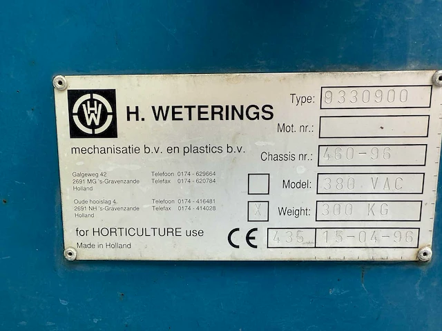 Weterings - 1996 - 380vac - slanghaspel - afbeelding 18 van  25