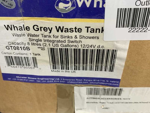 Whale grey waste tank 8l for boats and yachts 12/24v - gt0810b - afbeelding 4 van  4