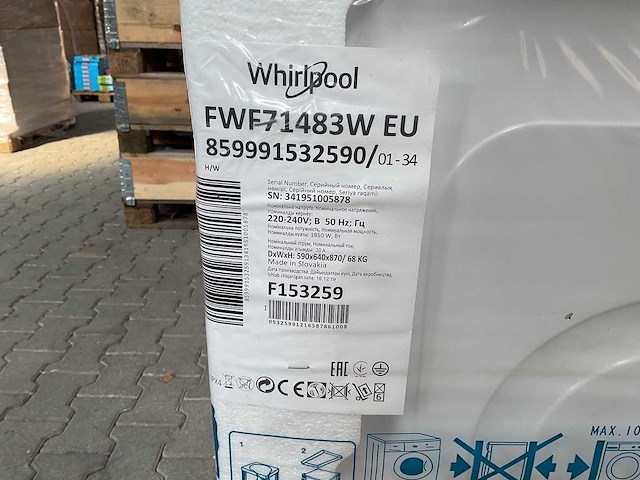 Whirlpool - fwf71483w - 7kg 1400t - wasmachine - afbeelding 2 van  3