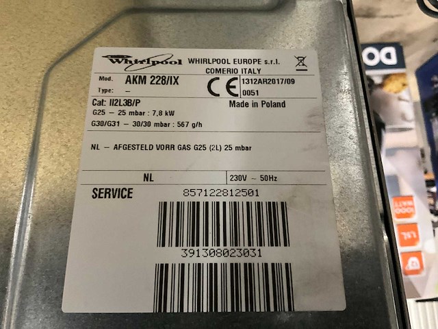 Whirlpool akm228/ix gaskookplaat - afbeelding 3 van  3