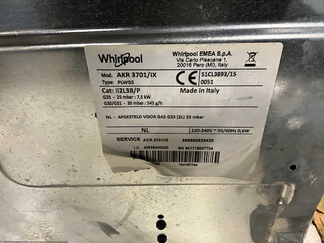 Whirlpool akr3701/ix gaskookplaat - afbeelding 3 van  3