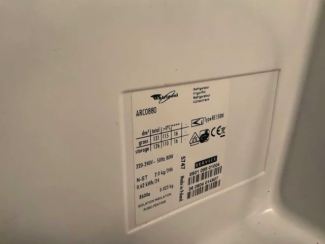 Whirlpool arc0880 re518w koelkast - afbeelding 5 van  5