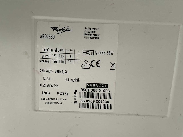 Whirlpool re 158w tafel koelkast - afbeelding 3 van  3
