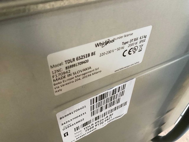 Whirlpool tdlr6261bsbe & tdlr6251bbe wasmachine (2x) - afbeelding 7 van  7
