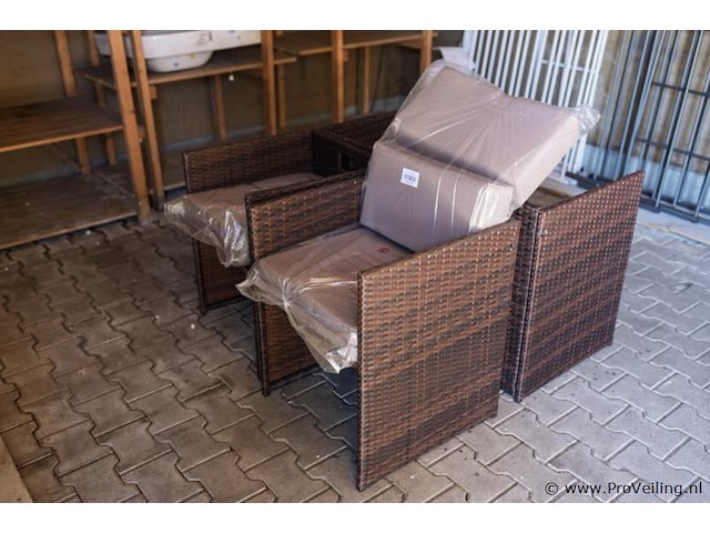 Wicker tuinstoelen incl. kussens - 4 stuks - afbeelding 1 van  4