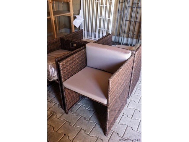 Wicker tuinstoelen incl. kussens - 4 stuks - afbeelding 2 van  4