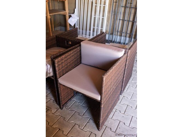 Wicker tuinstoelen incl. kussens - 4 stuks - afbeelding 3 van  4