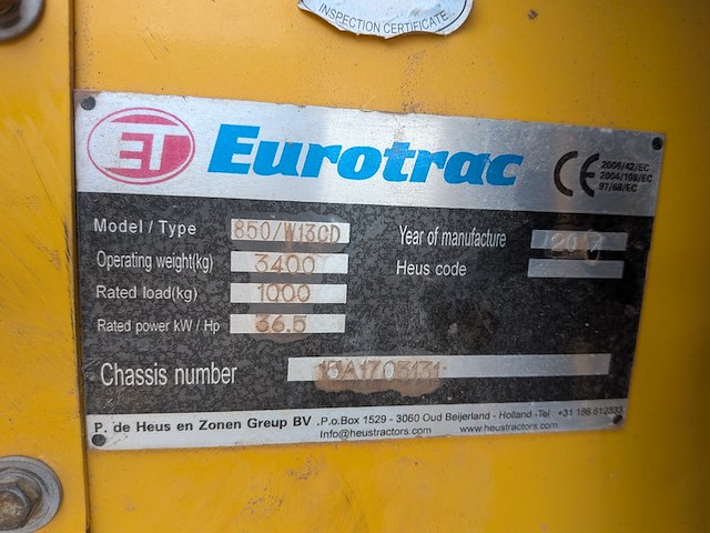 Wiellader, eurotac, 850/w13cd, 2017 - afbeelding 33 van  54