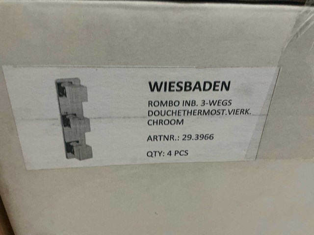 Wiesbaden - rombo 3 wegs vierkant chroom - douchethermostaat (met inbouwdeel) (4x) - afbeelding 3 van  3