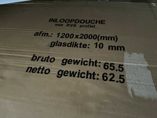 Wiesbaden 120x200cm inloopdouche met rvs profiel - afbeelding 2 van  2