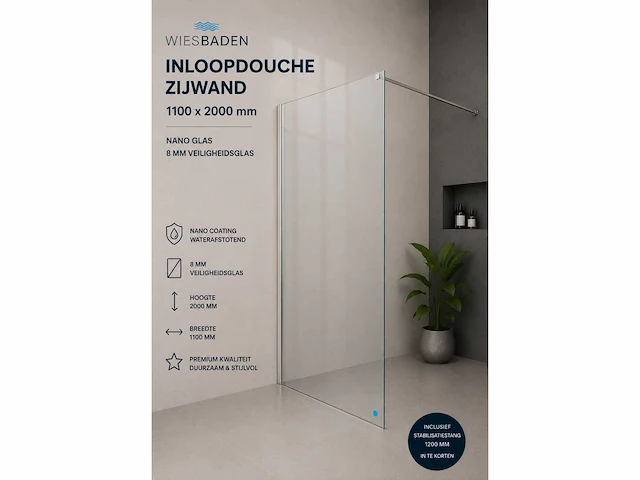 Wiesbaden 20.3443 douchewand 110cm (15x) - afbeelding 1 van  3