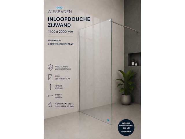 Wiesbaden 20.3445 douchewand 140cm (15x) - afbeelding 1 van  4
