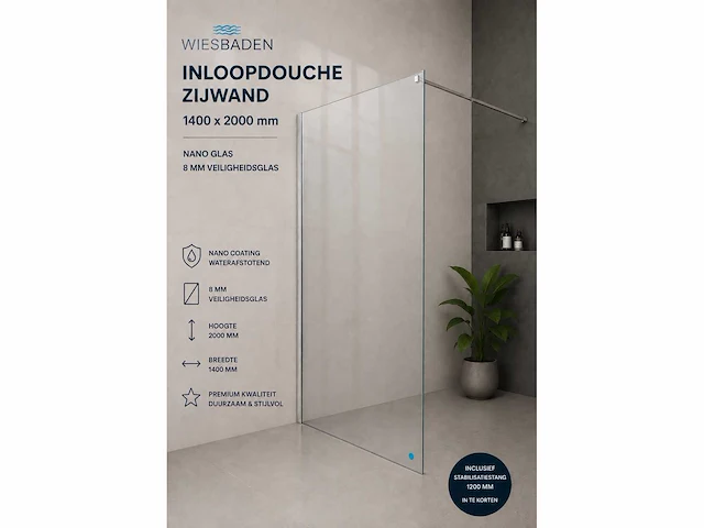 Wiesbaden 20.3445 douchewand 140cm (2x) - afbeelding 1 van  4