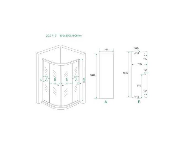 Wiesbaden 20.3719 kwartronde douchecabine 80x80cm - afbeelding 2 van  4