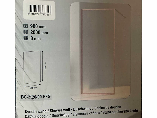 Wiesbaden douchewand 90cm - afbeelding 2 van  3