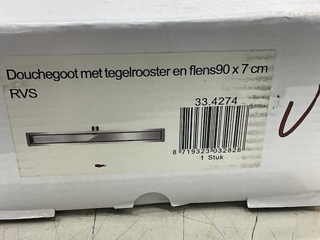 Wiesbaden rvs douchegoot met flens en tegelrooster - afbeelding 4 van  4