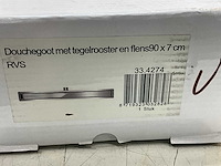 Wiesbaden rvs douchegoot met flens en tegelrooster - afbeelding 4 van  4