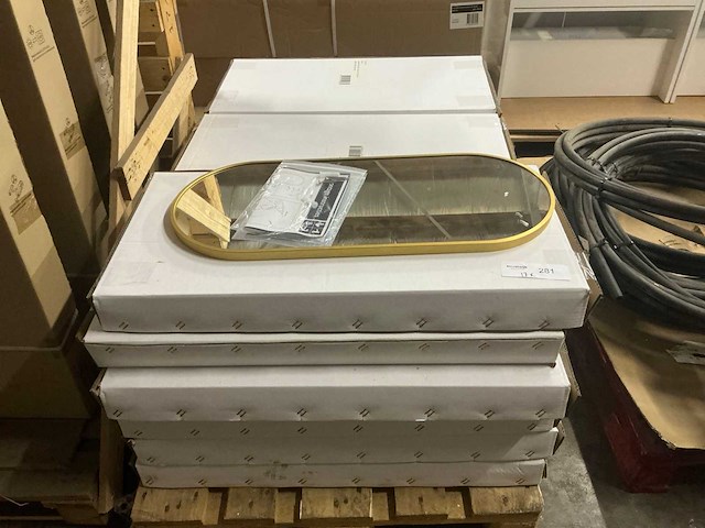 Wiesbaden spiegel ovaal renk met lijst geborsteld messing 30 x 70 cm (17x) - afbeelding 2 van  5