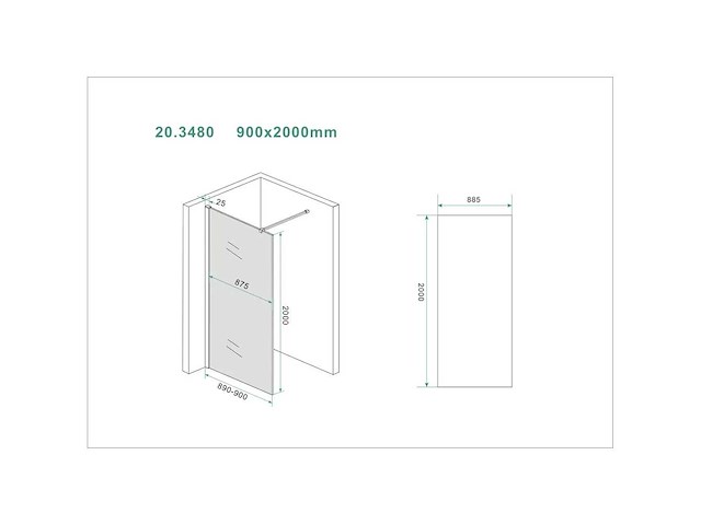 Wiesbaden square inloopdouche rook glas 90 cm - afbeelding 2 van  3