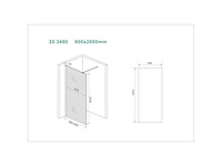 Wiesbaden square inloopdouche rook glas 90 cm - afbeelding 2 van  3