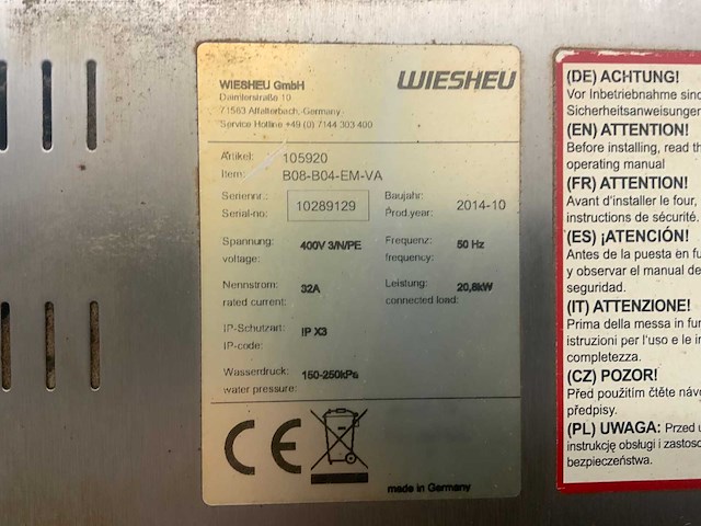 Wiesheu - b08-b04-em-va - dubbele oven - afbeelding 5 van  18