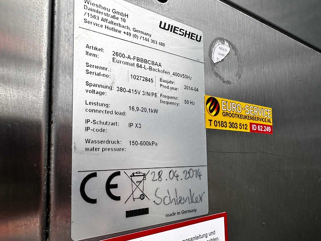 Wiesheu euromat-64-l-backofen bakkerijoven - afbeelding 4 van  5