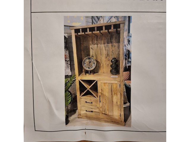 Wijnkast, mangohout - afbeelding 3 van  10