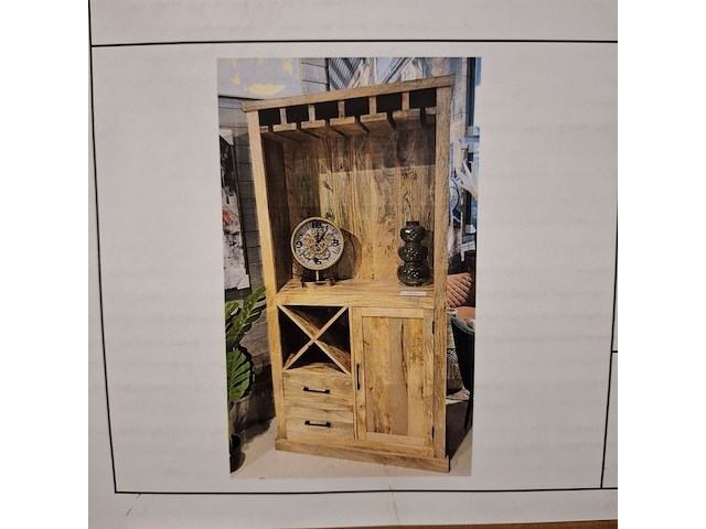 Wijnkast, mangohout - afbeelding 3 van  10