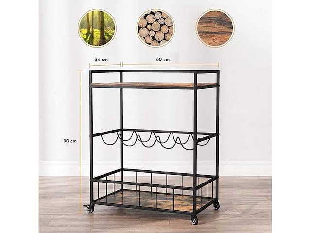 Wijnrek - keukentrolley (2x) - afbeelding 2 van  3