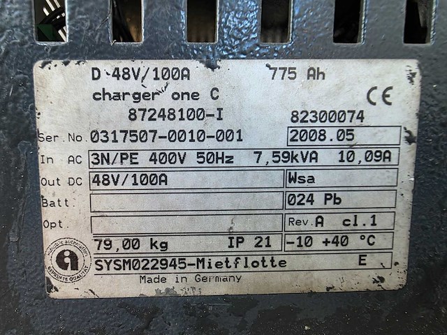 Willen brock - 2008 - acculader 48v 100a - afbeelding 4 van  10