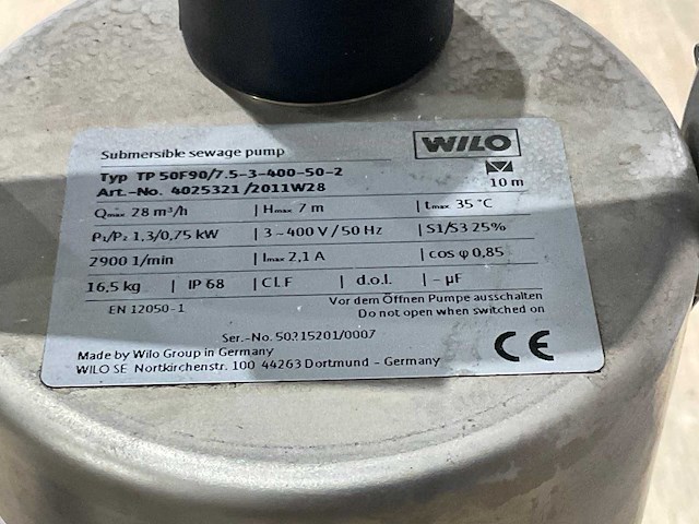 Wilo - tp 50f90 - vuilwaterpomp - afbeelding 7 van  7